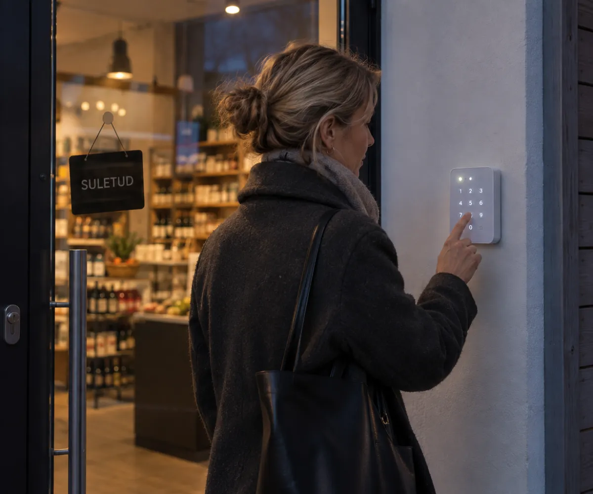 Arming the alarm on the keypad when closing the shop