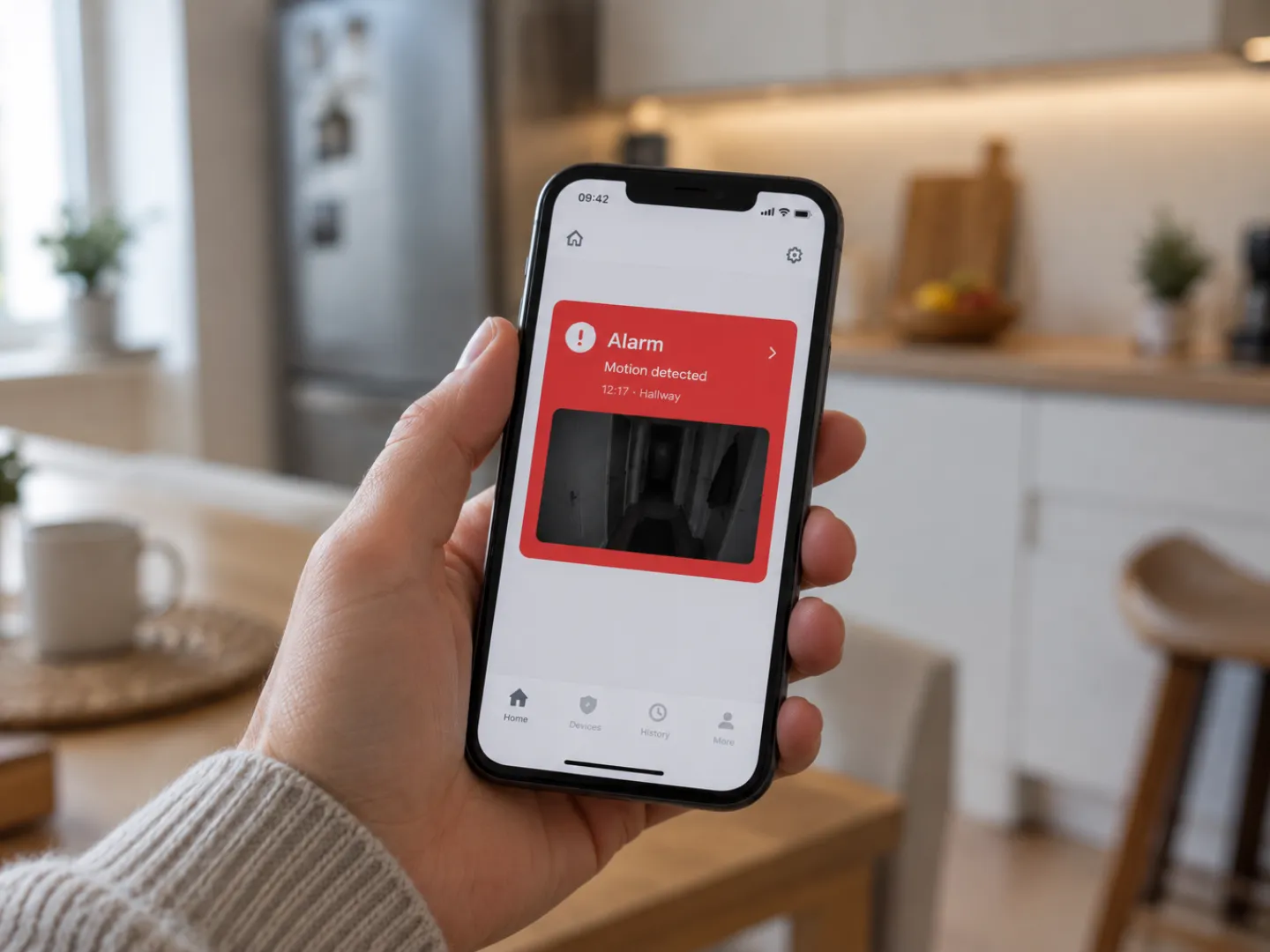 Häireteade telefonis koos andurifotoga